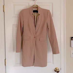 Zara Basic Pink Inverted Lapel Collar Blazer